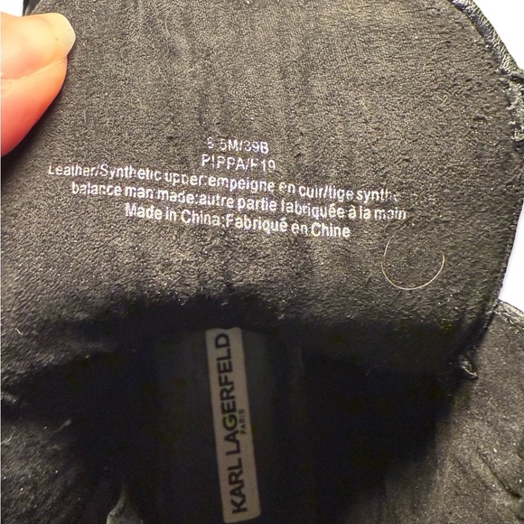 KARL LAGERFELD PARIS PAYSON JEWELED STRAP BLOCK HEEL COMBAT Boots BLACK 8,5 - Picture 7 of 9